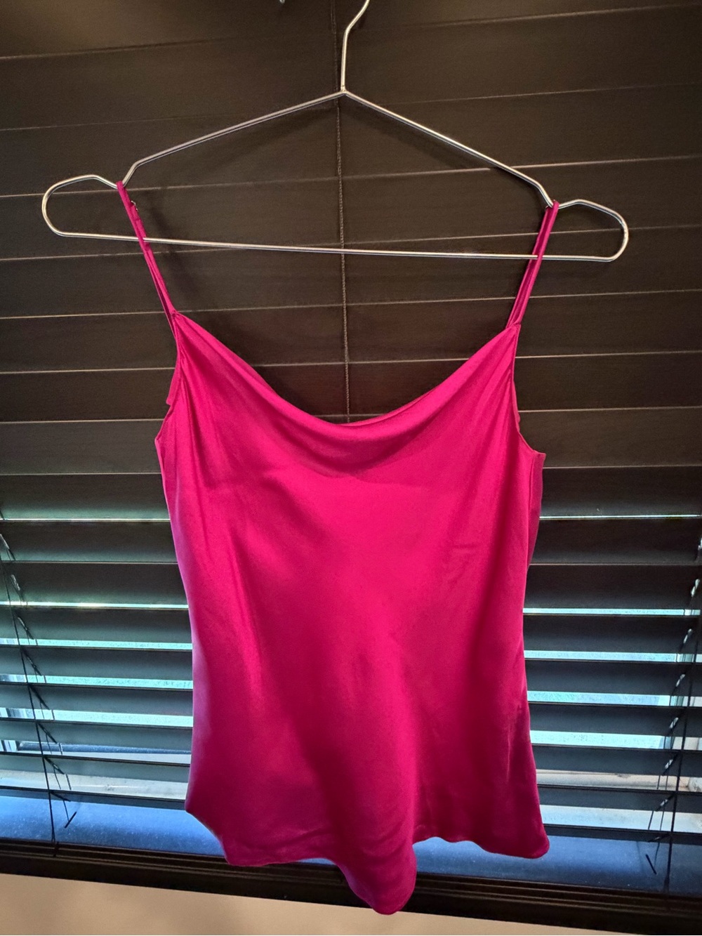 Nili Lotan Fuchsia Satin Cowl-Neck Camisole